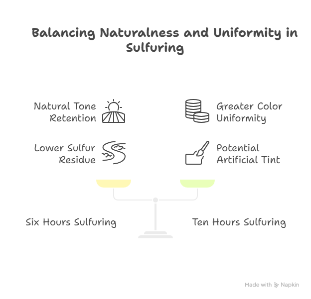 Comparing Sulfuring Durations and Their Effects on Color
